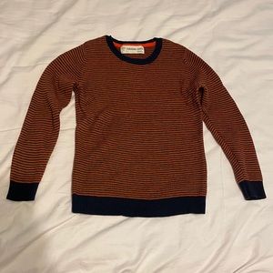 Knitwear navy and burnt orange stripe